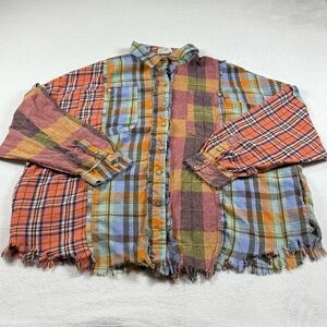 Oli & Hali Patchwork Mixed Plaid Flannel Oversized Scarecrow Style Colorful